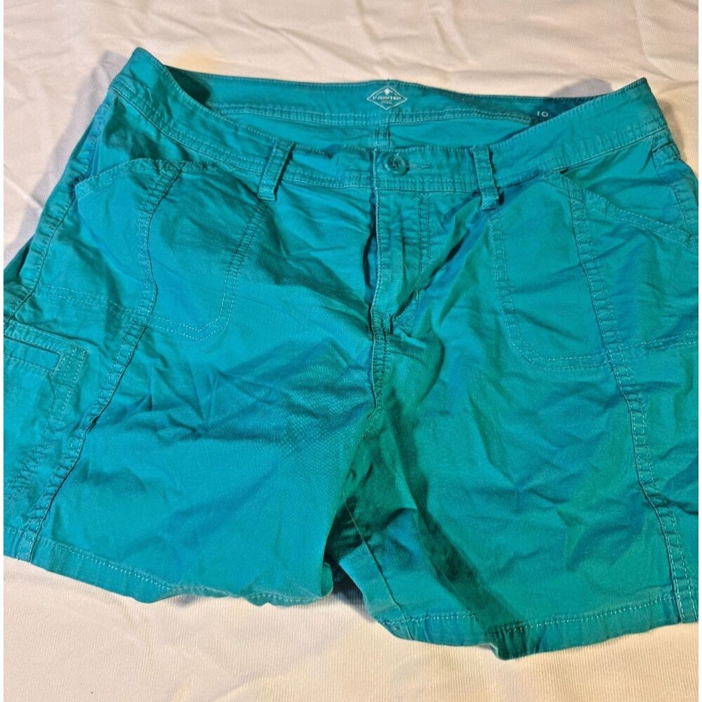 St Johns Bay Beachy Coastal Blue Walking Shorts Women's 10 Boho Hippie Medium